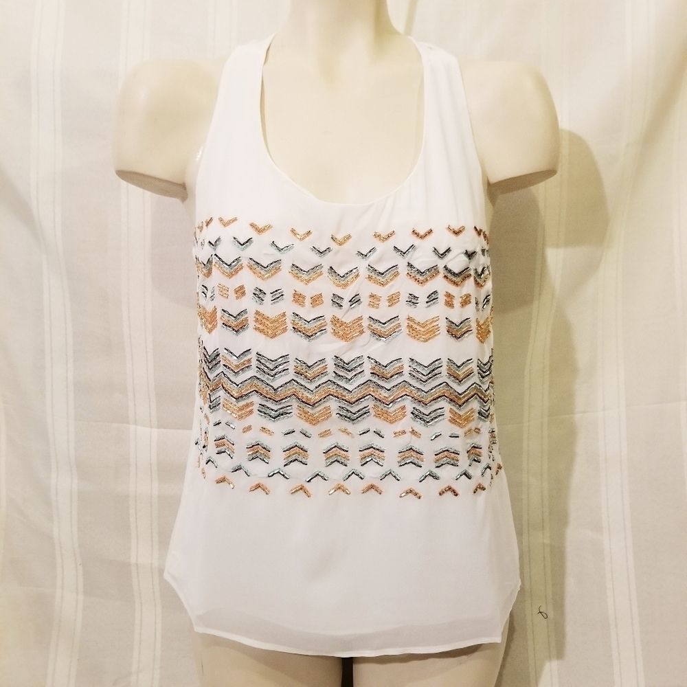 Greylin‎ Beaded Geometric Pattern Racerback Tank Top size XS - Picture 2 of 6